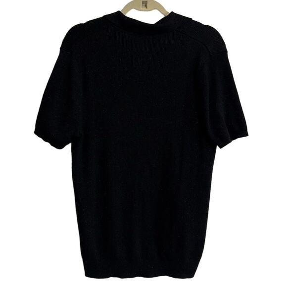INC International Concepts Knit Polo Shirt Womens M Black Collared V-Neck Ribbed - Picture 5 of 5